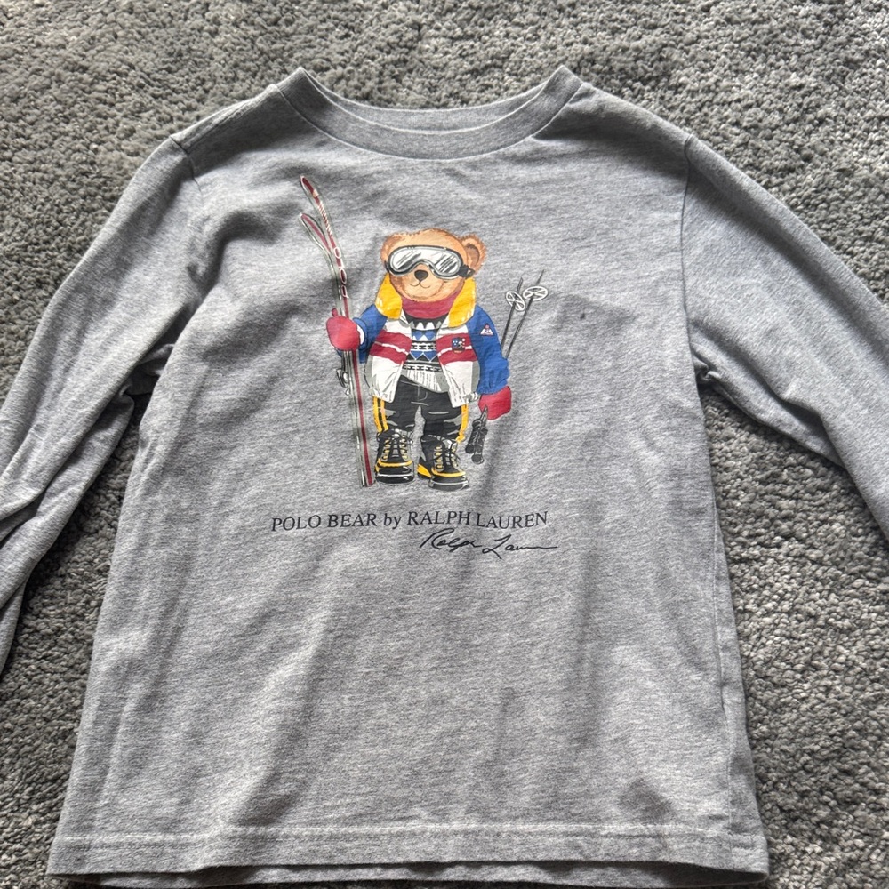 Polo by Ralph Lauren Kids Gray Long Sleeve with Bear Graphic